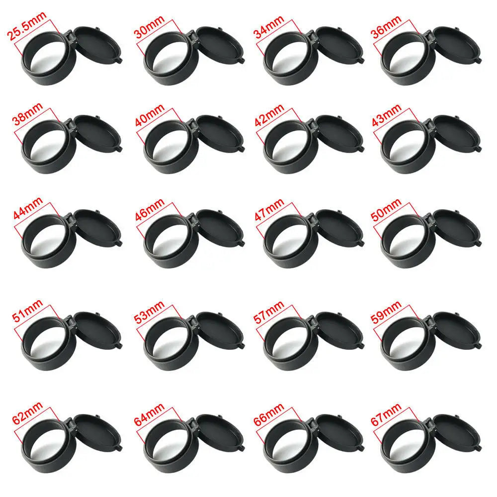 25-69mm Caliber Rifle Scope Lens Protection Cover Spring Quick Flip Up Dust-proof Caps for Tactical Hunt Optics Telescope Sight