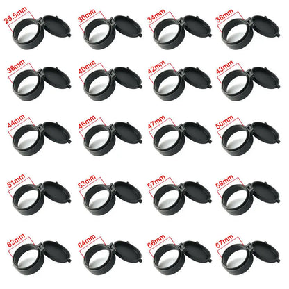 25-69mm Caliber Rifle Scope Lens Protection Cover Spring Quick Flip Up Dust-proof Caps for Tactical Hunt Optics Telescope Sight