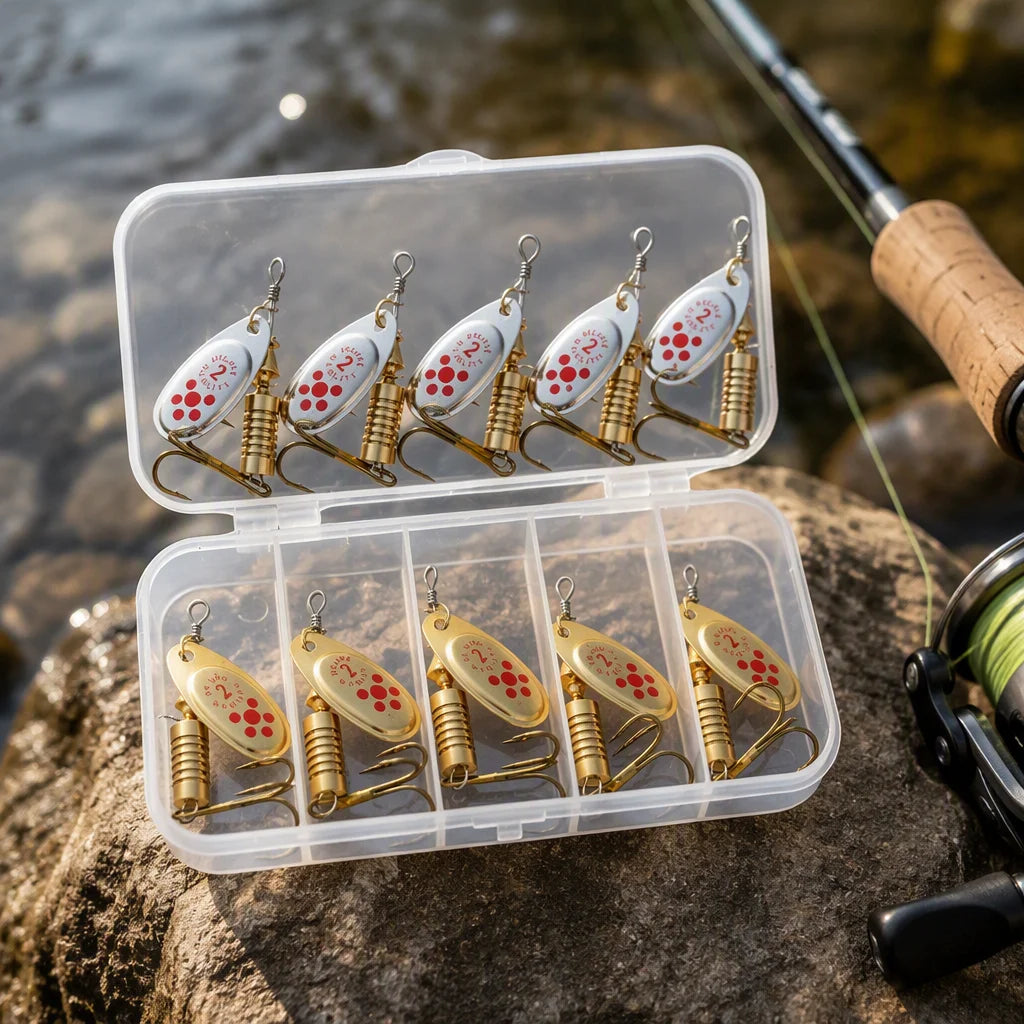 10Pcs Gold & Silver Spinning Sequins Fishing Lures Anti‑Corrosion Metal Spoon Bait Hard Spinner‑Bait for Freshwater Bass Trout