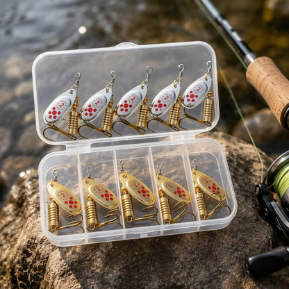 10Pcs Gold & Silver Spinning Sequins Fishing Lures Anti‑Corrosion Metal Spoon Bait Hard Spinner‑Bait for Freshwater Bass Trout