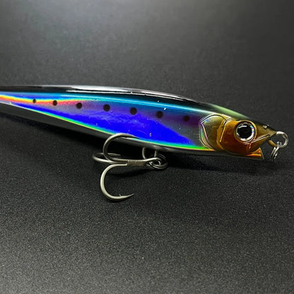 3-Pack Long Casting No-Lip Saltwater Fishing Lures, Short Lip Heavy Sinking Pencil Baits, 120mm, 47g (1.7oz), New Heavy Sinking Minnow, Long-Distance Casting Saltwater Artificial Ocean Lures