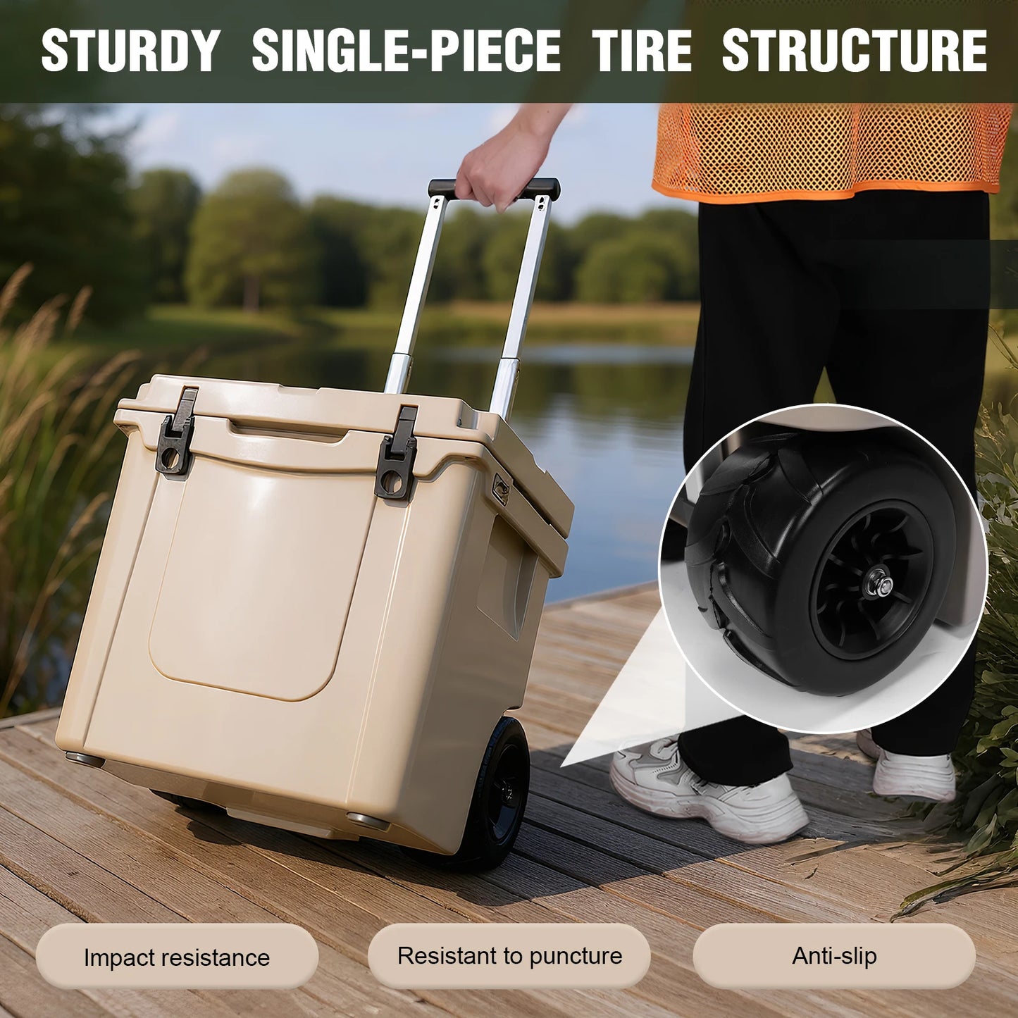 5L Insulated Wheeled Cooler with Wheels and Handle Roller Cooler with Leak-Proof Tight Latches for Beach Camping Picnics More
