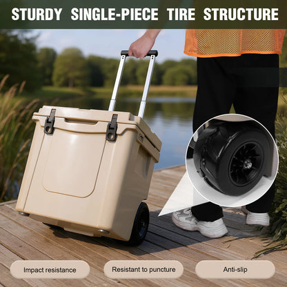 5L Insulated Wheeled Cooler with Wheels and Handle Roller Cooler with Leak-Proof Tight Latches for Beach Camping Picnics More