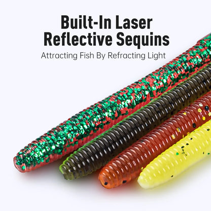 Kingdom 3Bags Set Slow Sinking Soft Bait Fishing Lures 1.8g 96mm & 2.8g 120mm Artificial Sea Worm Earthworm Swimbait for Bass Pike Trout Fishing