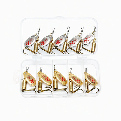 10Pcs Gold & Silver Spinning Sequins Fishing Lures Anti‑Corrosion Metal Spoon Bait Hard Spinner‑Bait for Freshwater Bass Trout