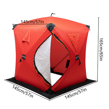 Ice Fishing Insulated Tent, 1-2 Person Shelter, Portable Thermal Tent with Built-In Storage, Warm & Windproof Camping Tent