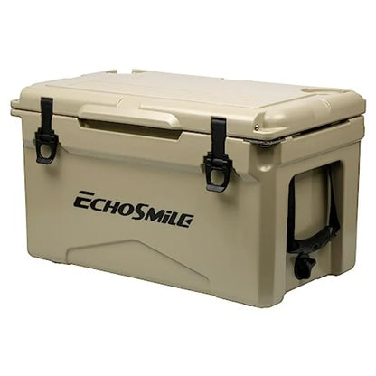 Rotomolded cooler for outdoor adventures, polyethylene material, charcoal black, ultra-durable ice retention up to 10 days