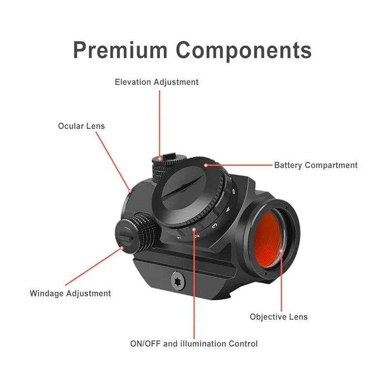 Feyachi RDS-22 2 MOA Red Dot Sight Compact Red Dot Scope 1 x 22mm，Selectable with 5 Slots 0.83”Riser Mount
