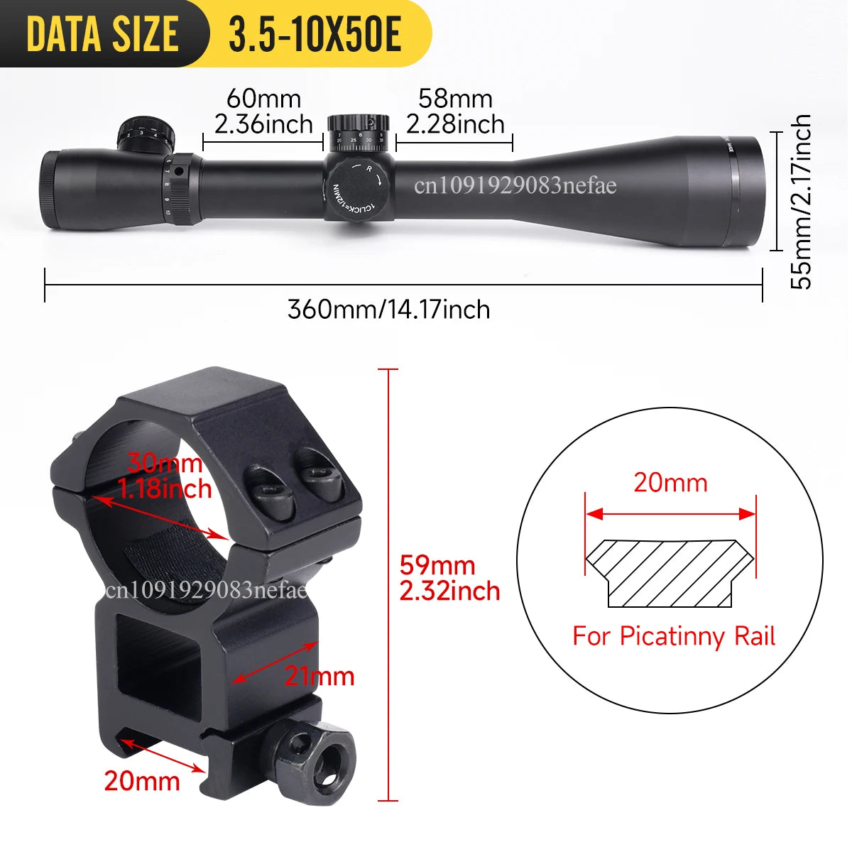 LP M3 3.5-10x50 Tactical HD Scope No Parallax Optics Hunting Scope Multi Coated Sight Adjustment Shockproof Waterproof Telescope