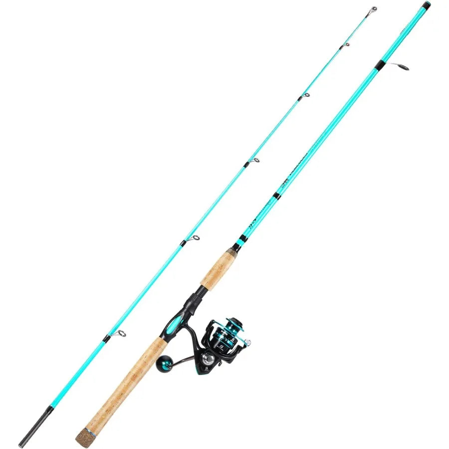 7' 2Piece Spinning Fishing Rod and Reel Combo with 4000 Size Reel Adjustable Handle Position for Right or Left Hand Use Ideal f