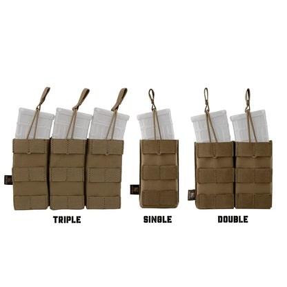 KRYDEX Tactical Magazine Pouch Single/Double/Triple Open-Top MOLLE Strap Holder Mag Pouch for 5.56mm M4 M16 Hunting Accessories