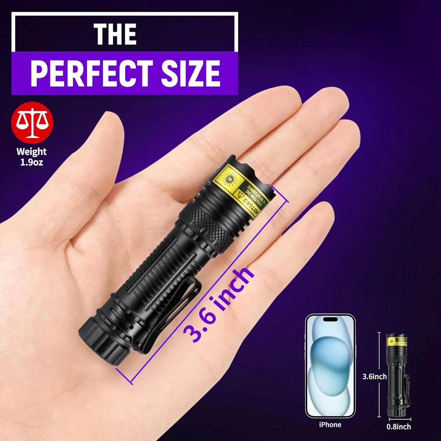 395nm UV Flashlight USB Rechargeable Portable Detector for Pet Urine Stains Scorpions Resin Curing