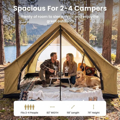 4-Season Waterproof Hot Tent for 2-4 People: All-Weather Hiking, Backpacking, Camping Shelter