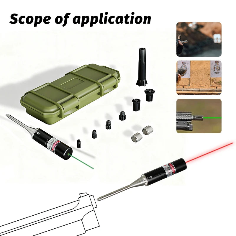 Green Red Laser Aiming Kit, For Rifle Pistol Universal Caliber - Equipped with 6 Paddle Switches and Flashing Mode Function