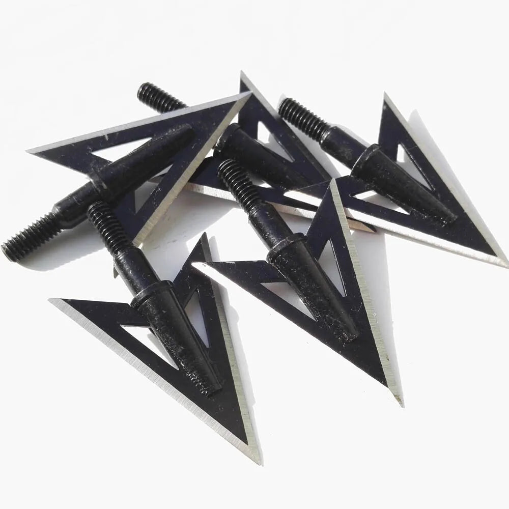 12PCS Archery Arrowheads 2 Blades Metal 100Grain Broadheads Hunting Tips Target Shooting