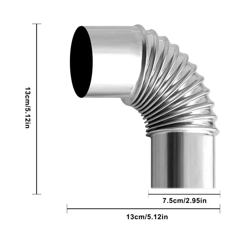 90 Degree Chimney Tube 2.36in Diameter Elbow Stainless Steel Wood Stove Chimney Exchange Flue Adapter Tube For Camping Tent Ou