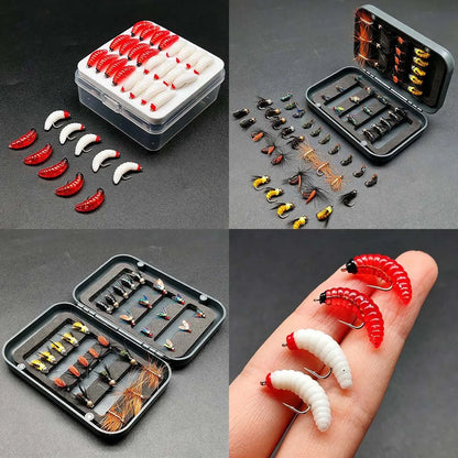 2Box Bundle(Total 54Pcs Flies) Fly Fishing Flies Nymph Lure&Artificial Bait Set Fishing for Trout/Bass/Perch/Salmon