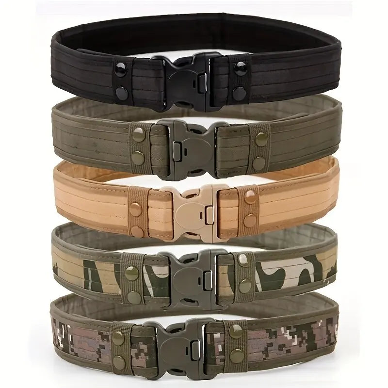 Activity Nylon Oxford Cloth Tactical Belt, Men's Wide Waist Belt for Hiking Work, Outdoor Camouflage Mountaineering Gear