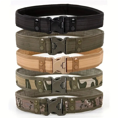 Activity Nylon Oxford Cloth Tactical Belt, Men's Wide Waist Belt for Hiking Work, Outdoor Camouflage Mountaineering Gear
