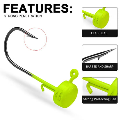 25Pcs Ned Rig Jig Heads Baits Hooks Finesse Mushroom Fishing Bass Trout Crappie Jig Hooks for Soft Plastic Fising Lure