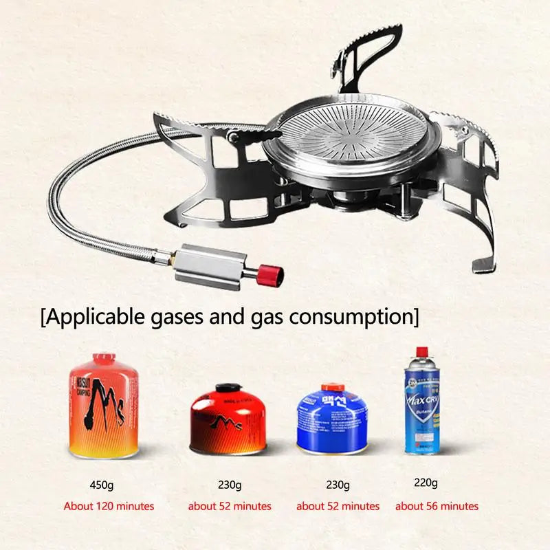 Tourist Burner Cooking Stove Camping Windproof Gas Stove 3800W Outdoor Strong Fire Stove Heater Ultralight Folding Picnic Cooker