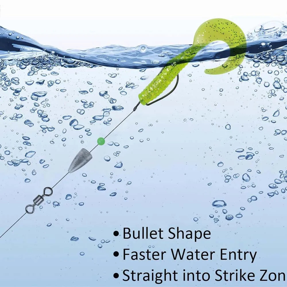 Bullet Fishing Weights for Bass lure Fishing Texas Rigs Worm Weights Carolina rig Fishing Sinkers Fishing Tackle Accessories