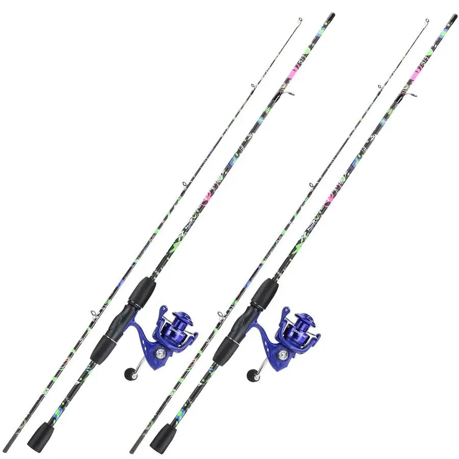 Fishing Rod Combo, 2Piece 6Foot Graphite amp Fiberglass Rod with AntiReverse Spinning Fishing Reel 1Pack 2Pack