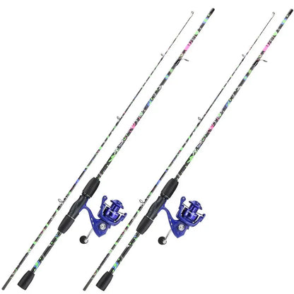 Fishing Rod Combo, 2Piece 6Foot Graphite amp Fiberglass Rod with AntiReverse Spinning Fishing Reel 1Pack 2Pack