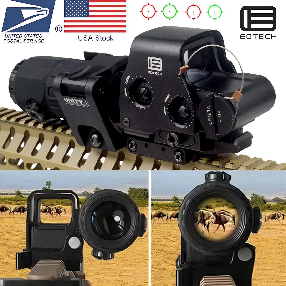US Warehouse EOTECH 551 552 553 558 Holographic Tactical Red Green Dot Collimator Hunting Reflex Optics Scope Airsoft Riflescope