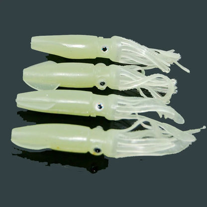 5Pcs 4.3 inch Glow Luminous Soft Squid Skirts Fishing Lure Baits