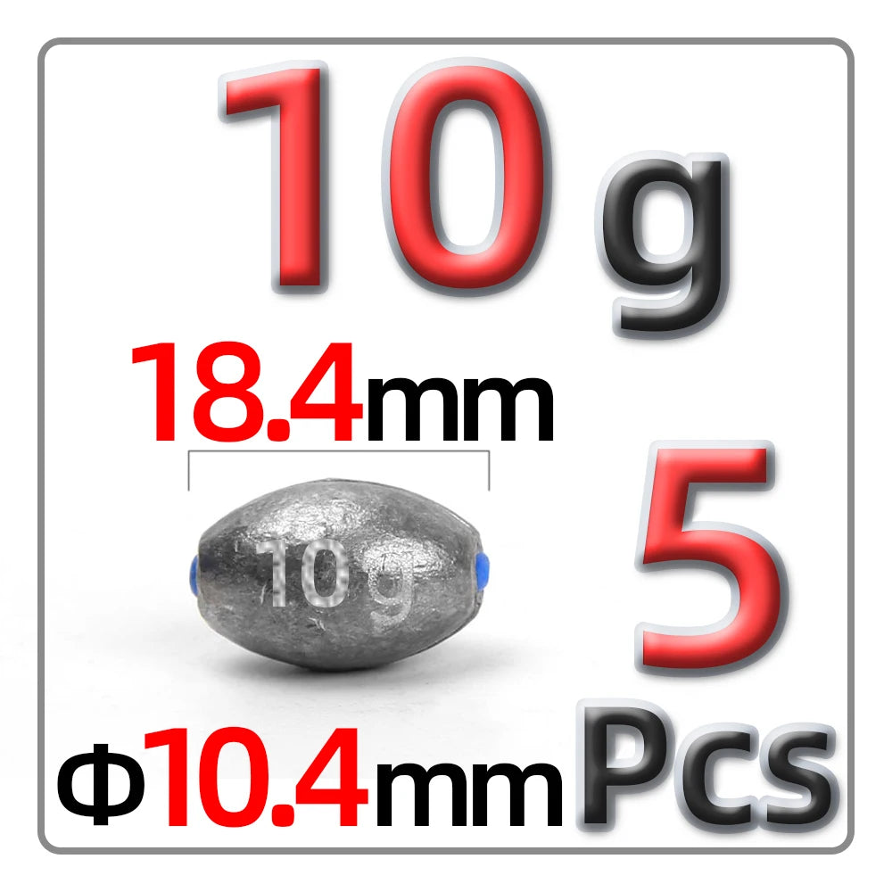 5g-60g Olive-Shaped Lead Pendant Fishing Lead Pendant Plastic Core Hollow Lead Pendant Fishing Accessories