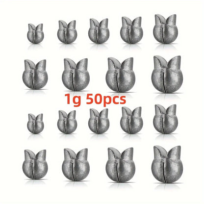 50pcs Removable Split Shot Sinker - Clip On Weights for Easy Fishing - Outdoor Accessories- Available In 5 Sizes