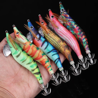 30pcs Saltwater Squid Jig Freshwater Shrimp Cuttlefish Jigs Hook Fishing Lures