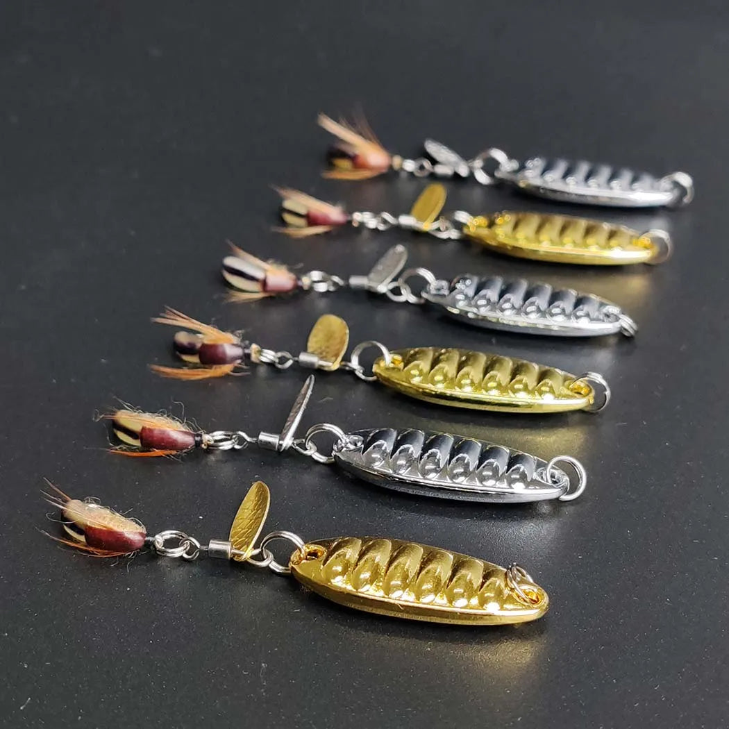12Pieces Fly Fishing Files Sequin Kit #6-#10-#16 Handmade Dry Wet Nymphs Streamers Fly Fishing Lures for Trout Salmon with Fly Box