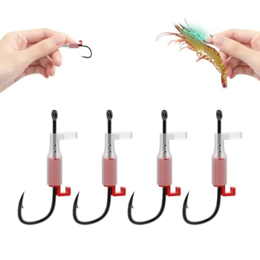 10 Pcs Luminous Live Shrimp Hooks with Night Light High Carbon Steel Barbed Saltwater Corrosion-Resistant for Freshwater Saltwa