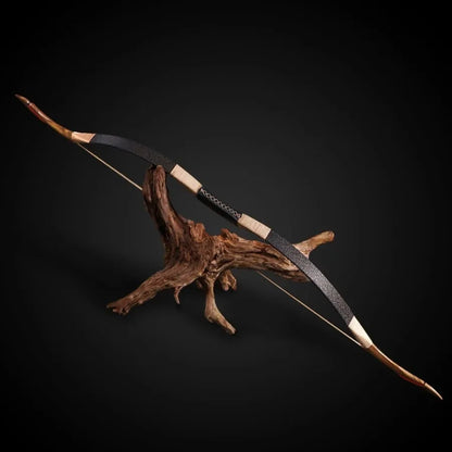 TOPARCHERY Black Hunter Traditional Recurve Bow 53'' Archery Hunting Handmade Horse Bow Longbow 30-50 lbs