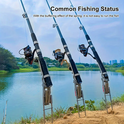 Automatic Spring Fishing Rod Holder, Adjustable Folding Stainless Steel, Ideal for Hands-Free Ground Fishing（2Pcs）