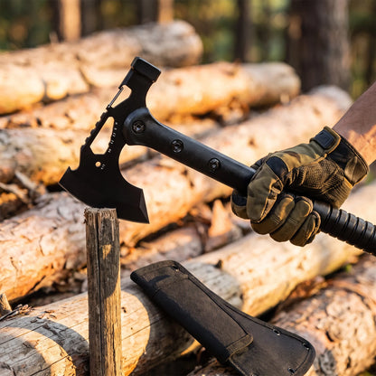 Multifunctional Outdoor Camping Utility Axe Non-slip Ribbed Handle Triple Rivet Reinforced With Bottle Opener Hex Wrench Emergency Hammer Portable Survival Gear For Camping Hiking Backpacking