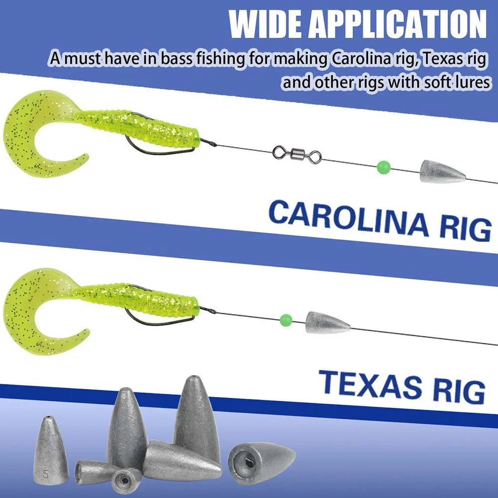 Bullet Fishing Weights for Bass lure Fishing Texas Rigs Worm Weights Carolina rig Fishing Sinkers Fishing Tackle Accessories