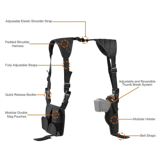 Shoulder Holster Xaegistac Airsoft Holsters General Vertical Gun Holster Adjustable for Most Kinds of Pistols