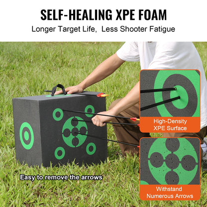 SucceBuy All-side Shotting  Outdoor Portable Archery Target with Carry Handle Easy Arrow Removal Visibility Easy to Transport
