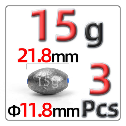 5g-60g Olive-Shaped Lead Pendant Fishing Lead Pendant Plastic Core Hollow Lead Pendant Fishing Accessories