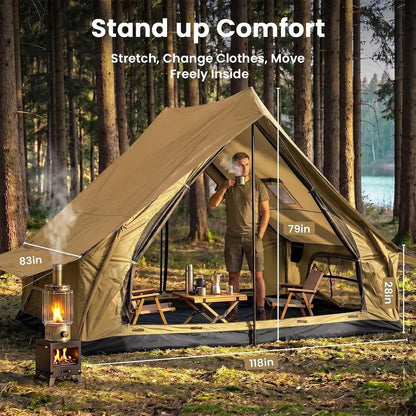 4-Season Waterproof Hot Tent for 2-4 People: All-Weather Hiking, Backpacking, Camping Shelter