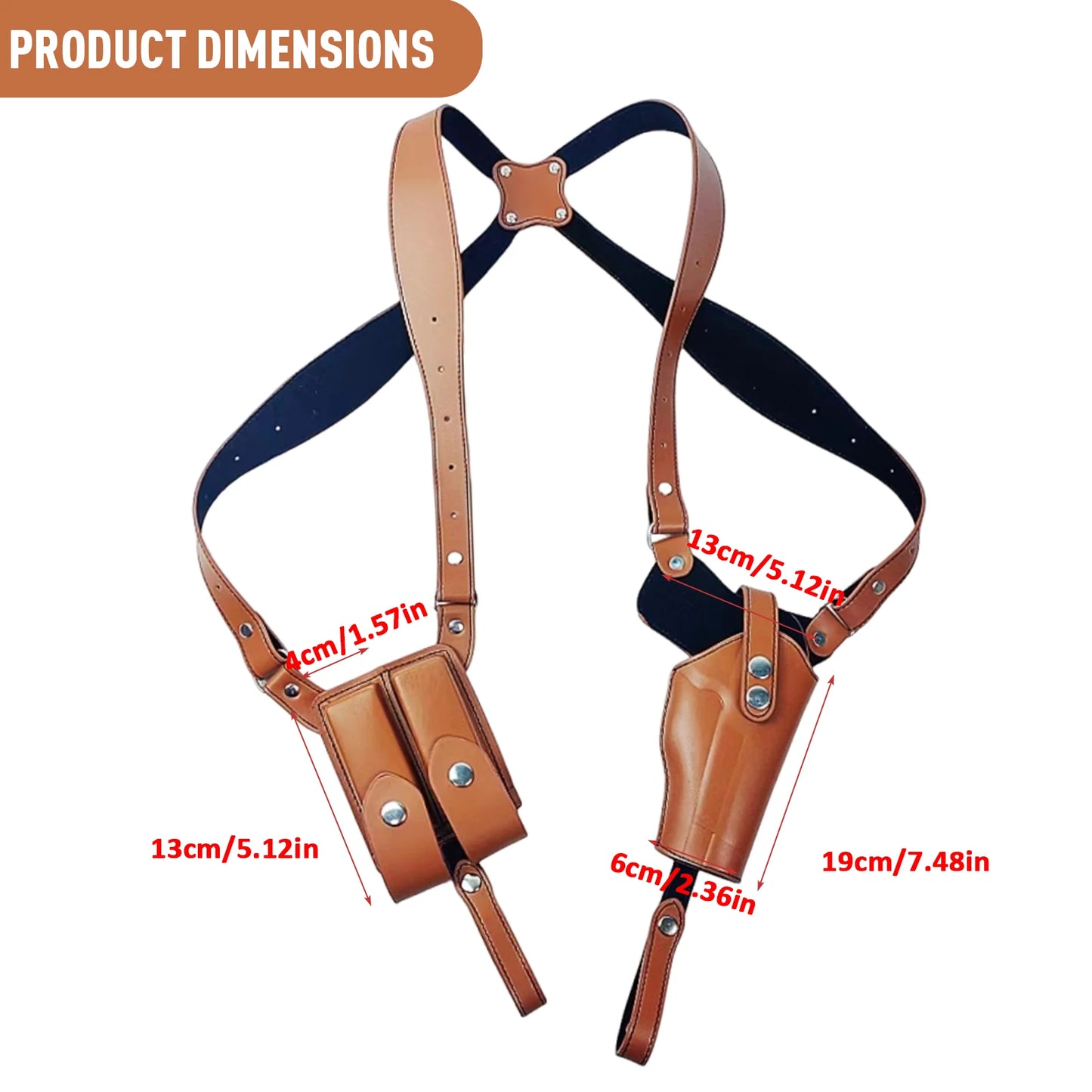 Leather Forearm Hidden Shoulder Holster with Double Mag Fit Adjustable Concealed Carry Gun Holster Fit Most Kinds of Pistols