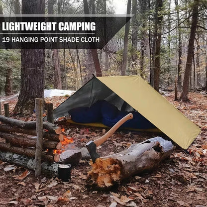 19 Hang Point Tarp Waterpoof Survival Bushcraft Sun Shelter Beach Shade Tent Outdoor Canopy Backpacking Tourist Awning 3x4m
