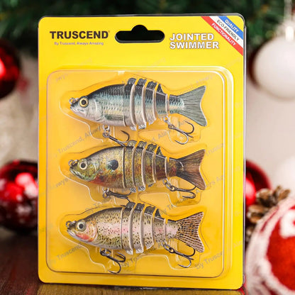 Easy Catch Fishing Lures with BKK Hooks, Wiggling, Vibrating, Rattling, Gurgling, Heavy-Duty Dyneema Fiber Jointed Swimbaits for Bass, Trout, Crappie
