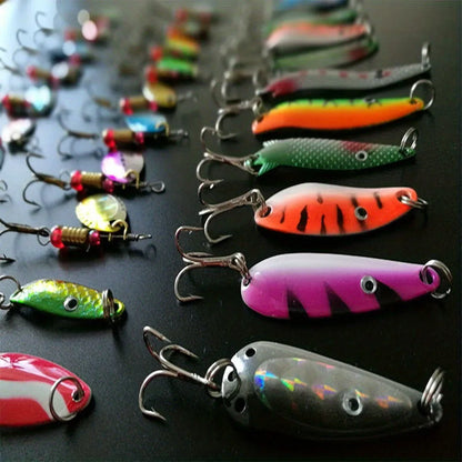 30pcs Fishing Lures Set Spinners Spoons Crankbaits Bass Metal Jigs