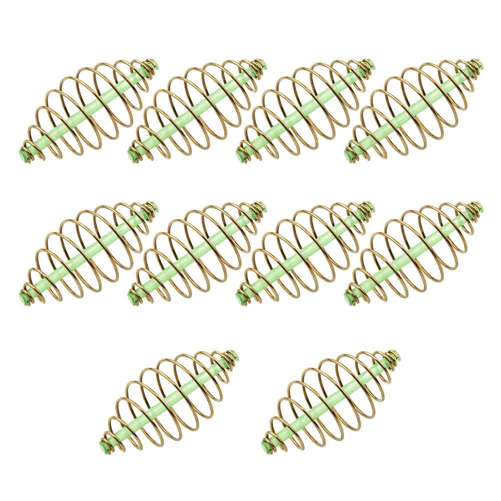 10pcs Carp Fishing Inline Method Spring Feeder Coarse Bait Cages Terminal Tackle 2/3.3cm Fishing Spring Feeder Fishing Bait Cage
